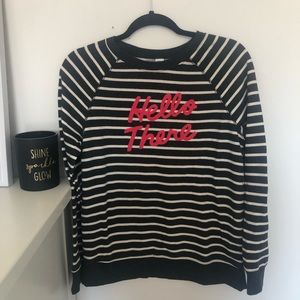 Navy and white stripped pull over